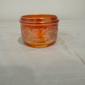 Vintage Amber Carnival Glass Grape & Leaf Bowl | Iridescent Depression Glass
